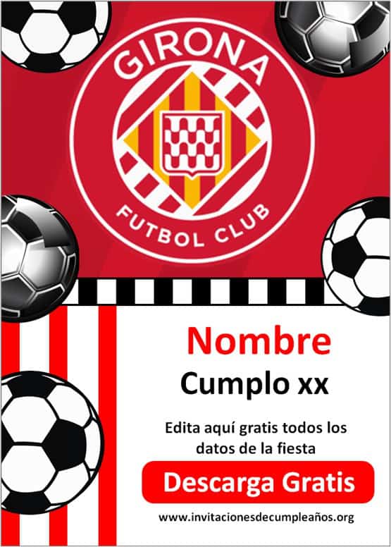 invitaciones de fútbol Girona FC para editar