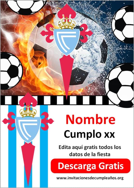 invitaciones de fútbol RC Celta de Vigo para editar gratis