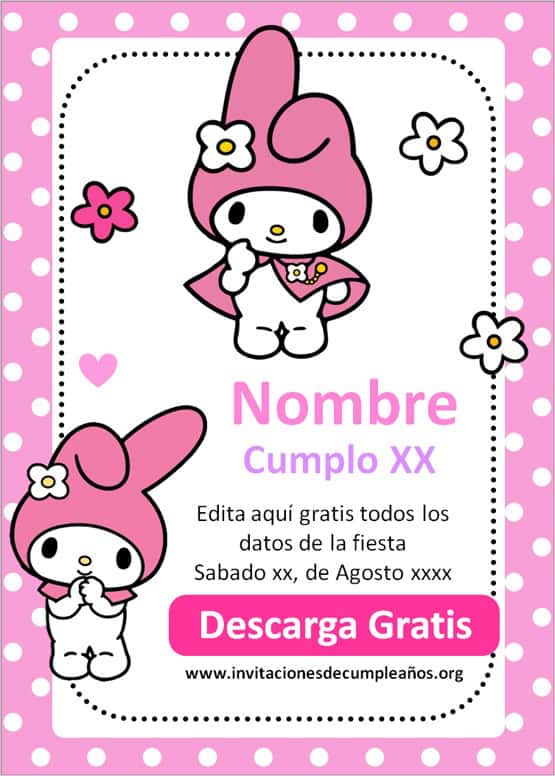 Invitaciones de My Melody