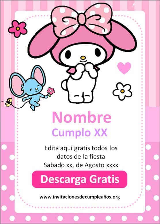 invitaciones de cumpleaños de my melody