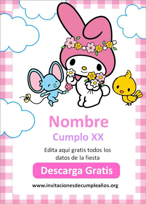 Invitación Digital My Melody Cumpleaños