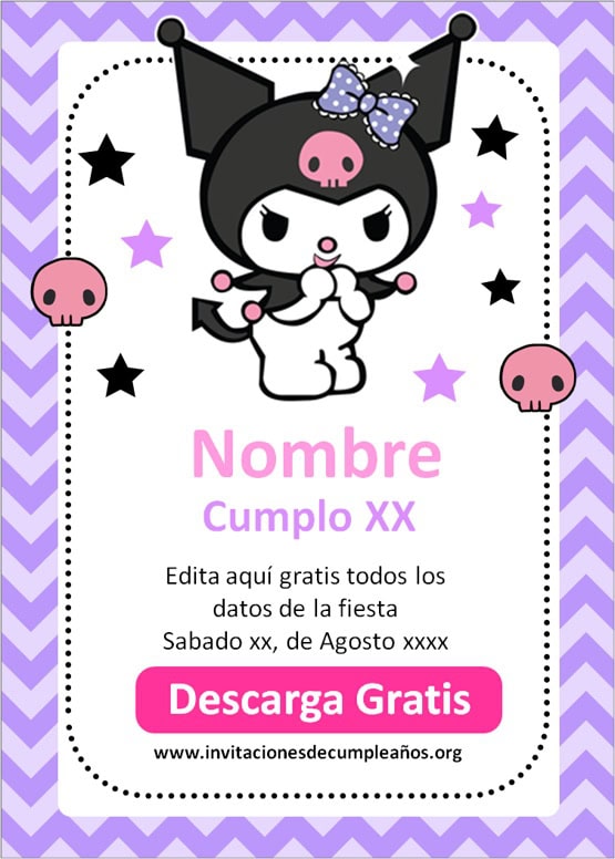 invitaciones de kuromi para editar gratis