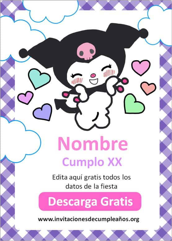 invitaciones de kuromi para cumpleaños