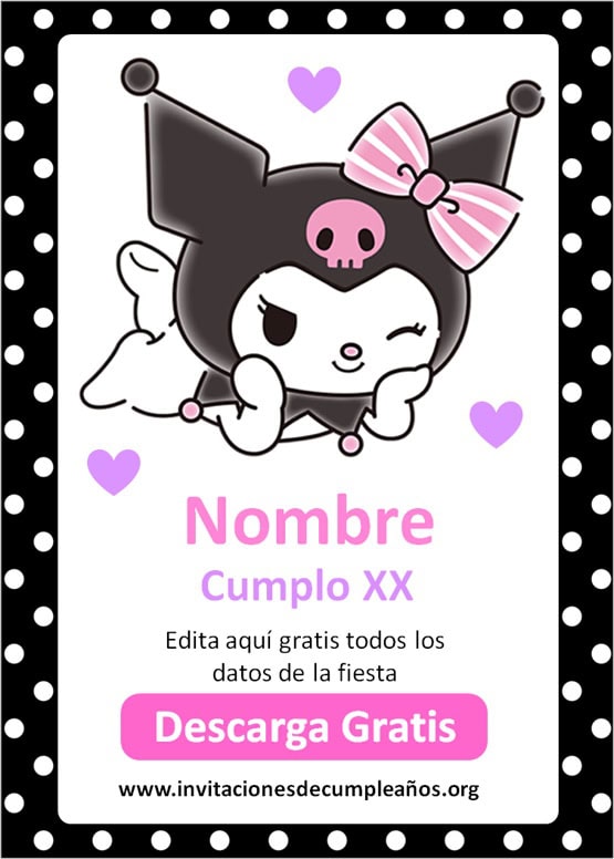 invitaciones de kuromi editables