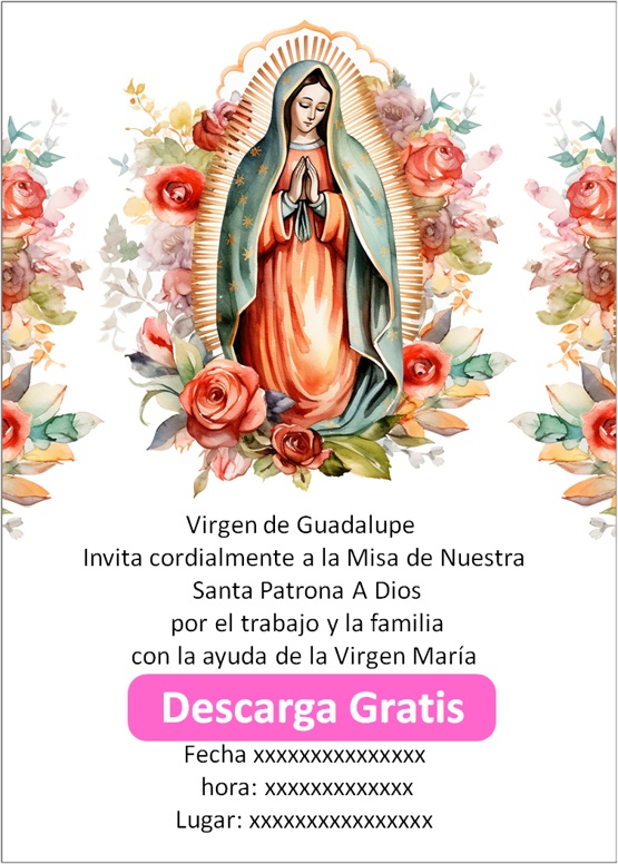 Invitaciones de la Virgen de Guadalupe