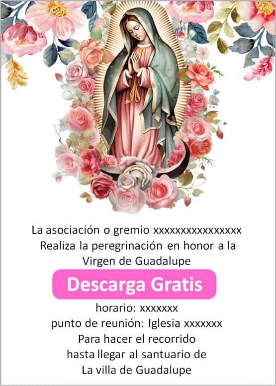 plantillas de invitaciones de la virgen de guadalupe