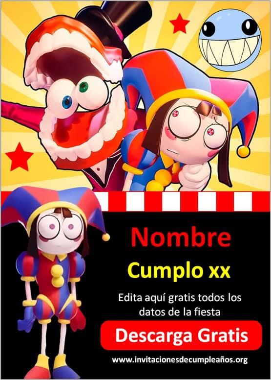 Invitaciones El Asombroso Circo Digital para imprimir gratis