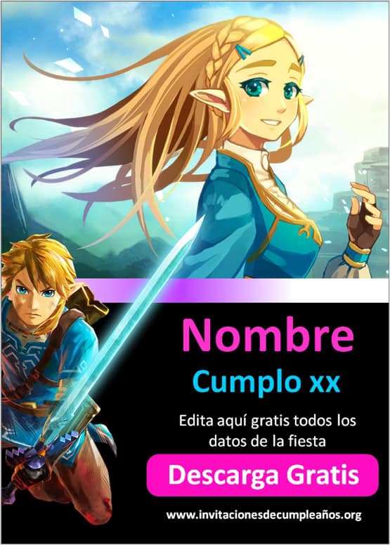 invitacion de cumpleaños de zelda para descargar