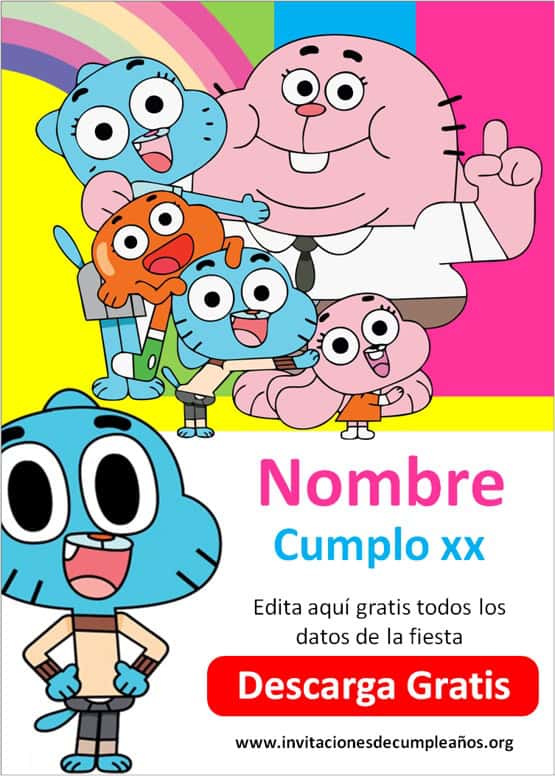 invitaciones de gumball niñas