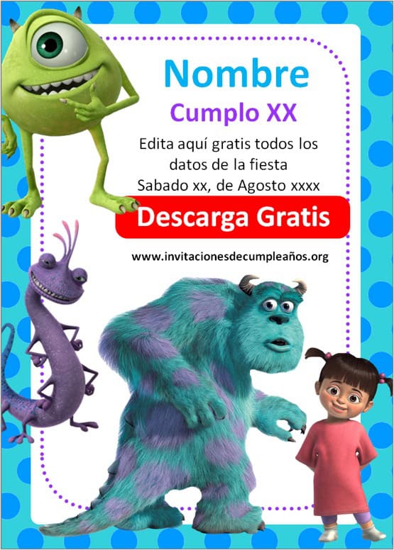 Invitaciones de Monsters inc