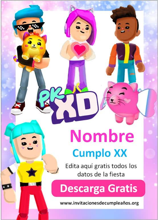 Invitación De Cumpleaños De Niña Pk Xd