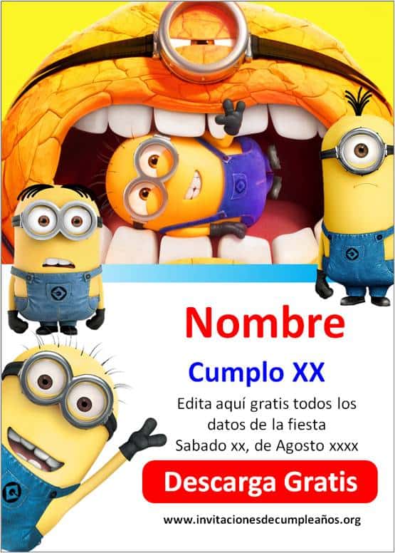 invitaciones digitales de minions