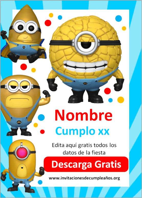 invitaciones editables minions