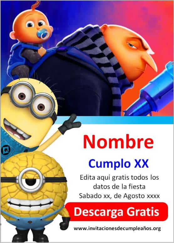 invitaciones de cumpleaños de minions para descargar