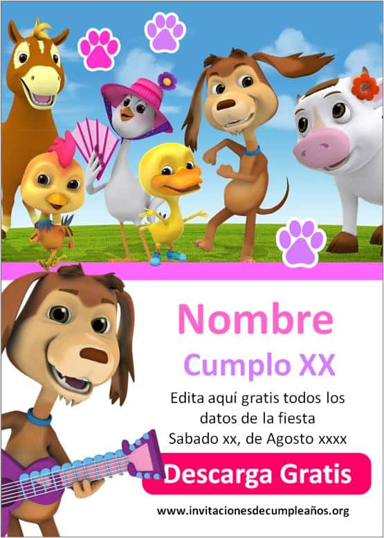 imágenes de invitaciones de mi Perro Chocolo para niña