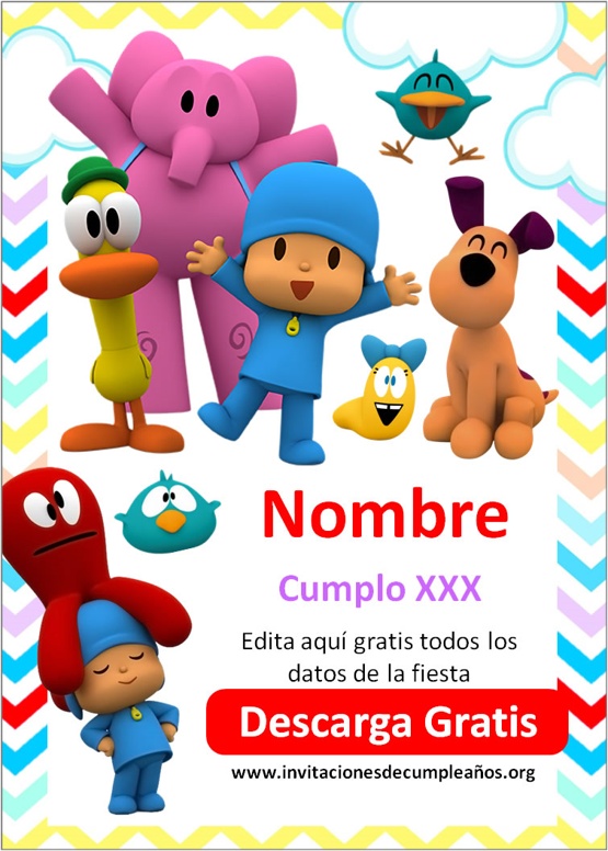 Invitaciones de Pocoyo para editar PDF