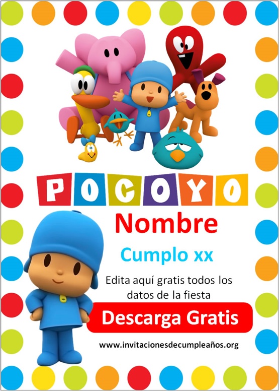 invitaciones virtuales de Pocoyo para enviar por whatsapp gratis