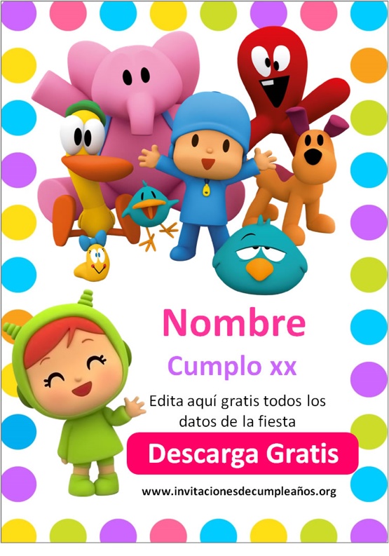 plantillas para hacer invitaciones de Pocoyo