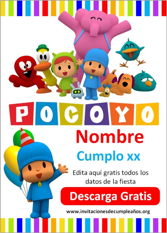 Invitaciones de Pocoyo para Whatsapp