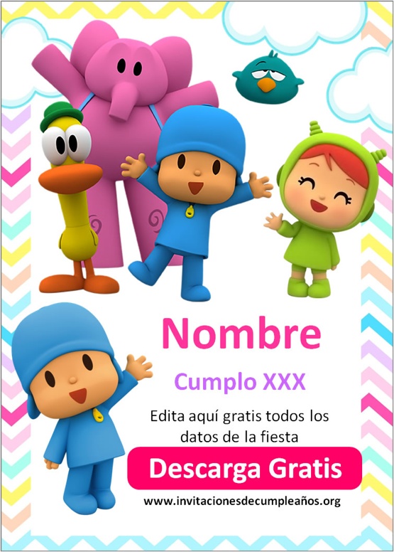 Invitación de Pocoyo para editar Gratis