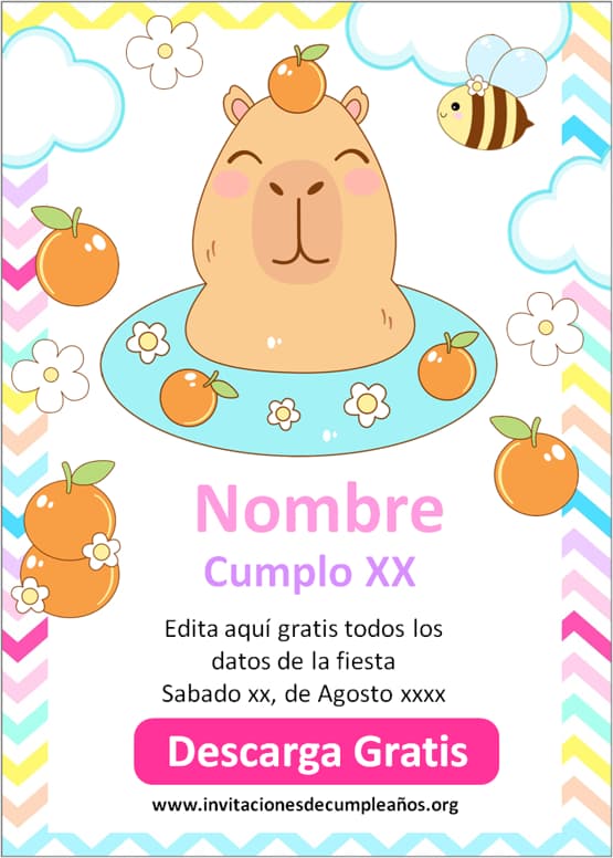 invitaciones digitales de Capibara para editar gratis