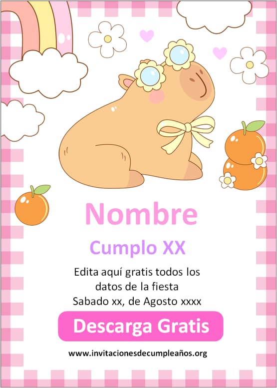 invitaciones de Capibara editables