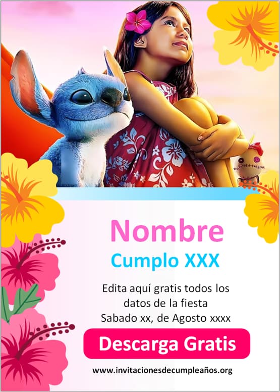 Invitaciones de stitch pelicula 2025