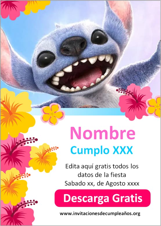 Invitación de Stitch para niña